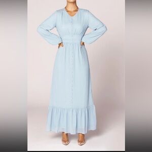 Veiled Collection Light Blue Button Front Maxi Dress - NWT - Size L